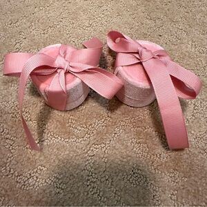 Pink Velvet Round Jewelry Gift Boxes with Ribbon Bow Ring Holder Set of 2